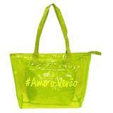 Kit Bolsa Sacola Amo O Verão De Silicone Leve De Ombro Com Alça Confortável De Praia Verde Lima