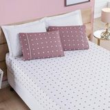 Jogo De Cama Lençol Celine Casal Queen 03 Peças Micropercal 200 Fios Bolinhas - Rosê