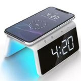 Carregador Indução Relógio Digital Com Abajur Led Colorido Premium Branco