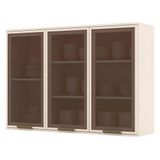 Armário Aéreo 3 Portas De Vidro 120 Cm Connect Off White - Henn