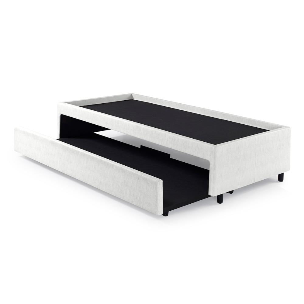 Bicama Box Para Dois Colchões Solteirão 96x203x38 Cm Courino Linho Branco