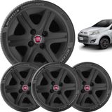 4x Calota Fiat Palio Mille Fire Aro 13 Preto 080cb