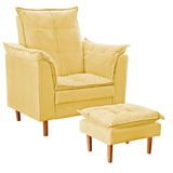 Poltrona De Amamentação Celine Com Puff Suede Amarelo