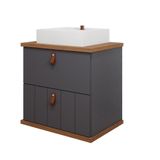 Gabinete Para Banheiro 80cm 100% Mdf 1 Gaveta 1 Porta Basculante Milano Mgm Móveis Titânio/freijo Titanium/freijo
