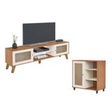 Conjunto Para Sala Com Rack E Buffet Charlotte Artely Cinamomo-off White
