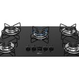 Cooktop A Gás Fischer 5 Bocas Fit Line Trempe Esmaltada Aramado Preto