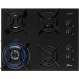 Cooktop A Gás Fischer 4 Bocas Tc Fit Line Trempe Iron Preto