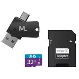 Cartão De Memória Multilaser 32gb Sd Usb Otg Com Adaptador