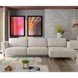 Sofá 350cm Com Chaise Direita Estrutura Em Madeira Franz Suede Bege G52 - Gran Belo