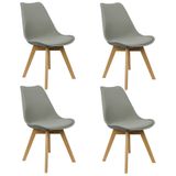 Kit 4 Cadeiras Charles Eames Leda Luisa Saarinen Design Wood Estofada Base Madeira - Cinza