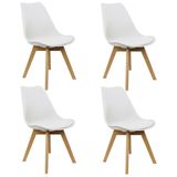 Kit 4 Cadeiras Charles Eames Leda Luisa Saarinen Design Wood Estofada Base Madeira - Branco