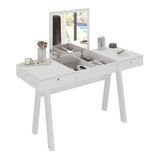 Penteadeira 131,5cm Com 2 Gavetas 1 Porta Basculante E Espelho Multimóveis Cr35250 Branco