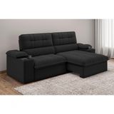 Sofá Stylus 2,10m Retrátil-reclinável Com Porta Copos E Cooler Suede Preto - Xflex Sofás