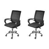Kit 2 Cadeiras Para Escritorio Diretor Tela Mesh Viena 3324 Preto