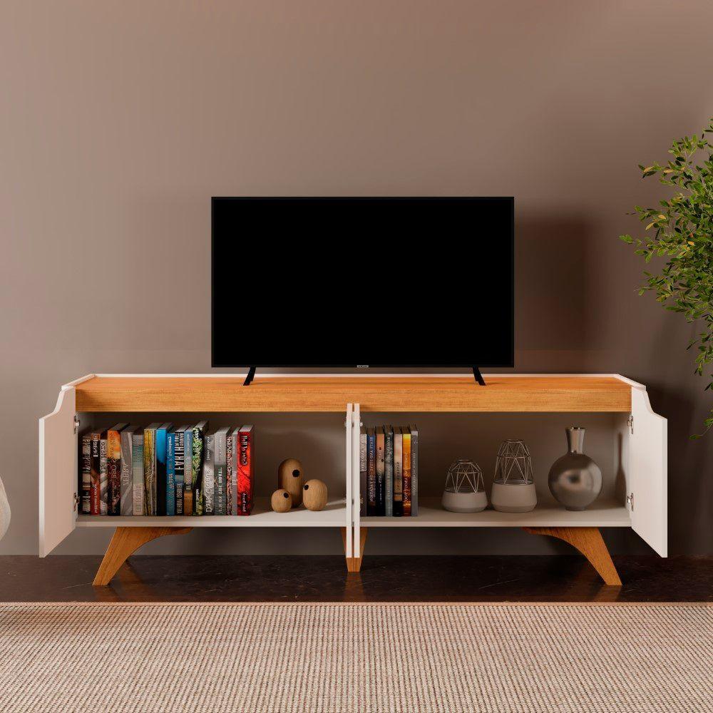 Rack Em Mdf E Mdp Grecia 4 Portas Off White E Naturalle - Carrefour