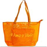 Bolsa Sacola Amo O Verão De Silicone Leve De Ombro Com Alça Confortável De Praia Passeios Laranja