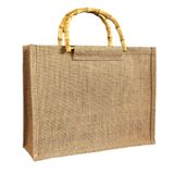 Bolsa De Praia De Palha De Juta Alça De Bambu Feminina Com Chaveiro Em Palha