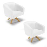 Cadeira Sala De Jantar Giratória Ma30 Kit 2 Stella Sintético D03 - D&#39;rossi Cor Branco