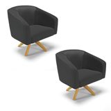 Cadeira Sala De Jantar Giratória Ma30 Kit 2 Stella Sintético D03 - D&#39;rossi Cor Preto
