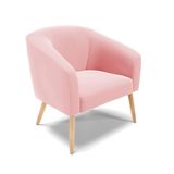 Cadeira Sala De Jantar Pé Palito Natural Stella Suede D03 - D&#39;rossi Cor Rosa Bebê