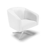 Cadeira Sala De Jantar Giratória Base Cromada Stella Sintético D03 - D&#39;rossi Cor Branco