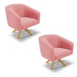 Cadeira Sala De Jantar Giratória Ma30 Kit 2 Stella Suede D03 - D&#39;rossi Cor Rose
