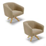 Cadeira Sala De Jantar Giratória Ma30 Kit 2 Stella Suede D03 - D&#39;rossi Cor Marrom Rato