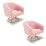 Cadeira Sala De Jantar Giratória Ma30 Kit 2 Stella Suede D03 - D&#39;rossi Cor Rosa
