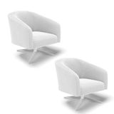 Cadeira Sala De Jantar Giratória Cromada Kit 2 Stella Bouclê D03 - D&#39;rossi Cor Off White