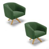 Cadeira Sala De Jantar Giratória Ma30 Kit 2 Stella Suede D03 - D&#39;rossi Cor Verde