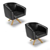 Cadeira Sala De Jantar Giratória Ma30 Kit 2 Stella Sintético Pu D03 - D&#39;rossi Cor Preto