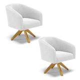 Cadeira Sala De Jantar Giratória Ma30 Kit 2 Stella Bouclê D03 - D&#39;rossi Cor Off White