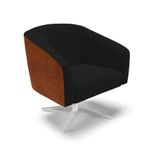 Cadeira Sala De Jantar Giratória Base Cromada Stella Noz/linho D03 - D&#39;rossi Cor Preto