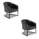Cadeira Sala De Jantar Industrial Preto Kit 2 Stella Sintético Pu D03 - D&#39;rossi Cor Preto