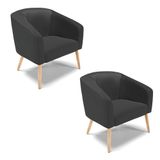 Cadeira Sala De Jantar Pé Palito Natural Kit 2 Stella Sintético D03 - D&#39;rossi Cor Preto