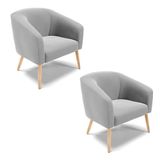 Cadeira Sala De Jantar Pé Palito Natural Kit 2 Stella Veludo D03 - D&#39;rossi Cor Cinza