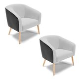 Cadeira Sala De Jantar Pé Palito Natural Kit 2 Stella Pto/linho D03 - D&#39;rossi Cor Cinza