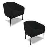 Cadeira Sala De Jantar Pé De Ferro Preto Kit 2 Stella Linho D03 - D&#39;rossi Cor Preto