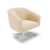 Cadeira Sala De Jantar Giratória Base Cromada Stella Suede D03 - D&#39;rossi Cor Bege