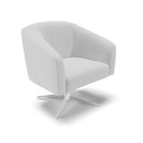 Cadeira Sala De Jantar Giratória Base Cromada Stella Linho D03 - D&#39;rossi Cor Cinza