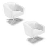 Cadeira Sala De Jantar Giratória Cromada Kit 2 Stella Sintético D03 - D&#39;rossi Cor Branco