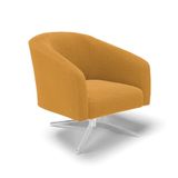 Cadeira Sala De Jantar Giratória Base Cromada Stella Bouclê D03 - D&#39;rossi Cor Mostarda