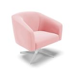 Cadeira Sala De Jantar Giratória Base Cromada Stella Suede D03 - D&#39;rossi Cor Rosa Bebê