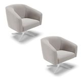 Cadeira Sala De Jantar Giratória Base Cromada Kit 2 Stella Veludo D03 - D&#39;rossi Cor Cinza