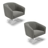 Cadeira Sala De Jantar Giratória Base Cromada Kit 2 Stella Suede D03 - D&#39;rossi Cor Grafite