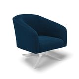 Cadeira Sala De Jantar Giratória Base Cromada Stella Bouclê D03 - D&#39;rossi Cor Azul