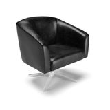 Cadeira Sala De Jantar Giratória Base Cromada Stella Sintético Pu D03 - D&#39;rossi Cor Preto