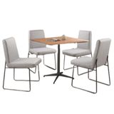 Conjunto Sala De Jantar Copa Castanho Com 4 Cadeiras Neat Linho Cinza Base Grafite