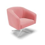 Cadeira Sala De Jantar Giratória Base Cromada Stella Suede D03 - D&#39;rossi Cor Rose