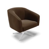 Cadeira Sala De Jantar Giratória Base Cromada Stella Suede D03 - D&#39;rossi Cor Marrom